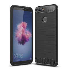 For Huawei  P smart / Enjoy 7S Brushed Texture Carbon Fiber Shockproof TPU Protective Back Case, For Huawei P smart / Enjoy 7S