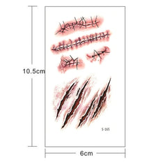 10pcs S-165 Halloween Terror Wound Realistic Scratches Injury Scar Temporary Tattoo Sticker