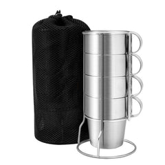 Outdoor Portable Picnic Cups Four Piece Suit Stainless Steel Drinking Mugs Anti-Hot Tea Coffee Cup, Coffee Cup
