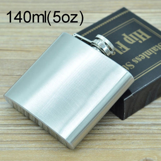 140mL (5oz) Outdoor Sports Handy Home Travel Wild Stainless Steel Portable Hip Flask(with Small Funnel)(Silver 140mL (5oz)), 140mL (5oz)