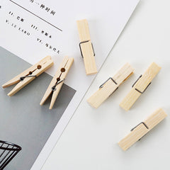 100pcs Multi-function Mini Bamboo Clothes Photo Paper Peg Clothespin Laundry Hanger Clip, Bamboo