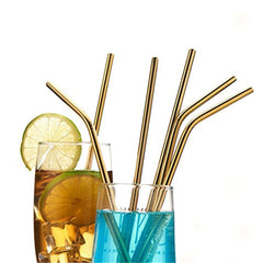 5pcs Reusable Stainless Steel Straight Drinking Straw + Cleaner Brush Set Kit, 266*6mm, 266*6mm (Straight)