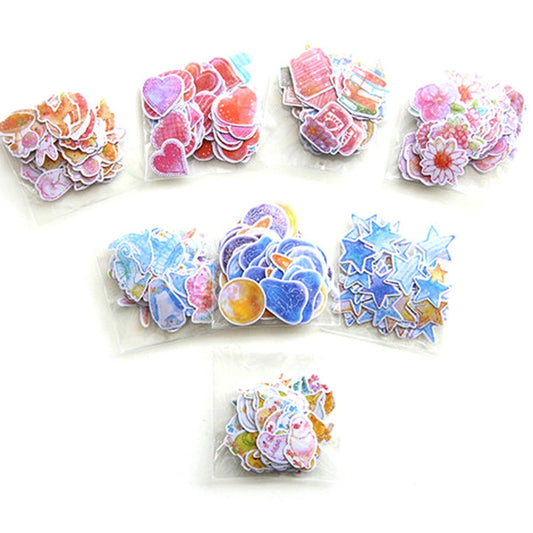 10 Packs Creative Waterproof PVC Sticker DIY Album Diary Watercolor Decorative Sticker, Random Delivery