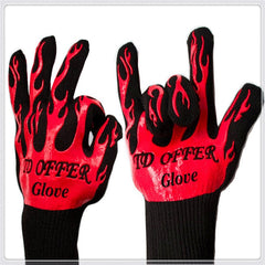 2 Layer Fire Protection Portable Silicone Anti-skidding High Temperature Resistance Cooking Baking Barbecue Gloves, Size: 28-33 cm
