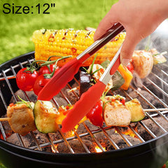 12 inch Silicone Non-slip Food Bread Barbecue BBQ Clip Tongs Kitchen Tools, 12 inch Black, 12 inch Red