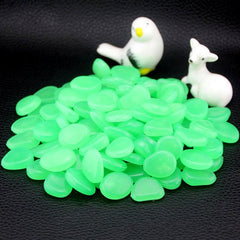 100 PCS Glow in The Dark Garden Pebbles for Walkways & Decoration and Plants Luminous Stones