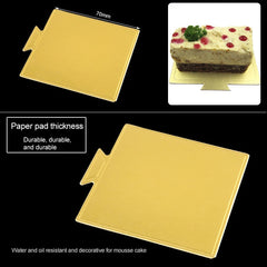 100 / Pack Small Square Cake Cardboard Pad Thick Rigid Golden Cake Mousse Cake Mat, Small Square