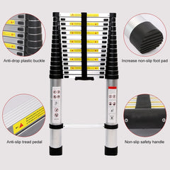 Multifunctional Thickened Aluminum Alloy Single-sided Telescopic Ladder, Size: 2m, Size: 2m