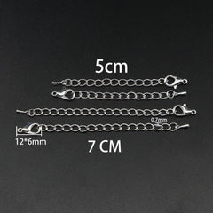 10pcs/lot 50 70mm Tone Extended Extension Tail Chain Lobster Clasps Connector For DIY Bracelet Necklace Jewelry Making Findings