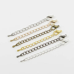 10pcs/lot 50 70mm Tone Extended Extension Tail Chain Lobster Clasps Connector For DIY Bracelet Necklace Jewelry Making Findings