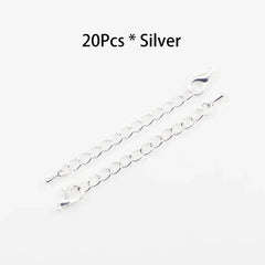 10pcs/lot 50 70mm Tone Extended Extension Tail Chain Lobster Clasps Connector For DIY Bracelet Necklace Jewelry Making Findings