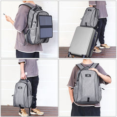 HAWEEL 14W Foldable Removable Solar Power Outdoor Portable Canvas Dual Shoulders Laptop Backpack, USB Output: 5V 2.1A Max