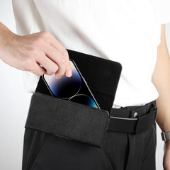 HAWEEL 6.1-6.8 inch Litchi Texture Genuine Leather Phone Belt Clip Horizontal Carrying Pouch, 6.1-6.8 inch