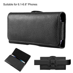 HAWEEL 6.1-6.8 inch Litchi Texture Genuine Leather Phone Belt Clip Horizontal Carrying Pouch, 6.1-6.8 inch