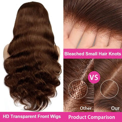 13x6 Light Brown Deep Wave Curly HD Lace Front Wig Brazilian Remy Human Hair Glueless Lace Frontal Closure Wig for Black Women