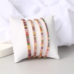 Adjustable Multicolor Tennis Bracelets for Women Ladies Wedding Rainbow Colorful Zircon Charm Bracelet Hand Chain Jewelry DZH043