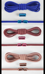 21 Colors No Tie Shoelaces Round Color Metal Lock Elastic Shoelace General For Children And Adults Sneakers Lazy Laces Unisex
