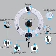 Yidoblo Warm & Cold Light LX-480SII 48W Ring Light Kit LED Ring Lamp SMD LEDS Video Light Lamp Makeup Lighting + Stand (2M)+ Bag