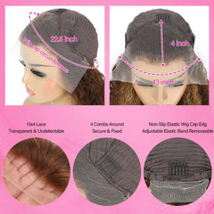 Raw Hair Deep Wave Curly 350 Orange Ginger 100% Human Hair Wig HD Glueless Lace Front Wig 13X4 Lace Frontal Wigs for Black Women