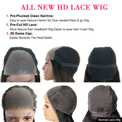 Ready to Ship 100% Natural Human Hair Wigs Wear and Go Long Glueless Human Hair Wigs Lace Front Closure 6x4 Wig for Black Woman