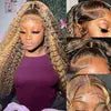 13x6 Highlight Wig Human Hair Deep Wave HD Lace Front Human Hair Wig P4/27 Ombre Brown Blonde Lace Front Wigs for Black Women