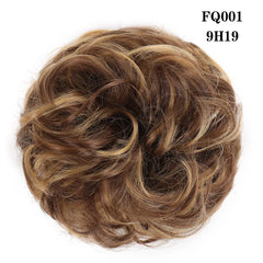 LUPU Synthetic Hair Bun Messy Scrunchies With Elastic Band Natural Fake Hair Tie Pieces Ponytail Colored Black Purple Pink Green