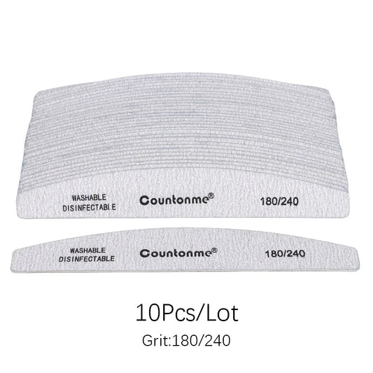 10pcs/Lot Professional Wooden Nail Files 180/240 Buffer 100/180 Grey Boat Wood Sandpaper Block Gel Polisher Sanding Nail Files