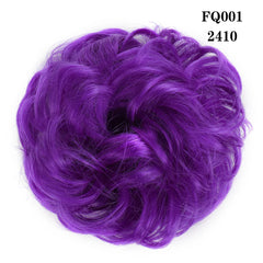 LUPU Synthetic Hair Bun Messy Scrunchies With Elastic Band Natural Fake Hair Tie Pieces Ponytail Colored Black Purple Pink Green