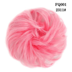 LUPU Synthetic Hair Bun Messy Scrunchies With Elastic Band Natural Fake Hair Tie Pieces Ponytail Colored Black Purple Pink Green