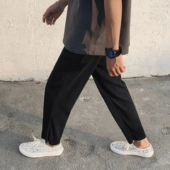 Pleated Trousers Men Summer Straight Casual Trousers
