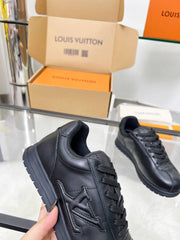 Louis Vuitton Black Leather LV Trainer Sneakers - Black
