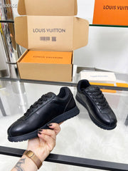 Louis Vuitton Black Leather LV Trainer Sneakers - Black