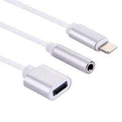 10cm 8 Pin Female & 3.5mm Audio Female to 8 Pin Male Charger Adapter Cable, Support All IOS Systems
