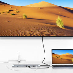 11 in 1 RJ45 + 87W PD + SD/TF + USBx3+ HDMI + VGA + 3.5mm AUX to Type-C HUB Adapter, 11 in 1