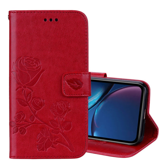 For iPhone XR Rose Embossed Horizontal Flip PU Leather Case, with Holder & Card Slots & Wallet