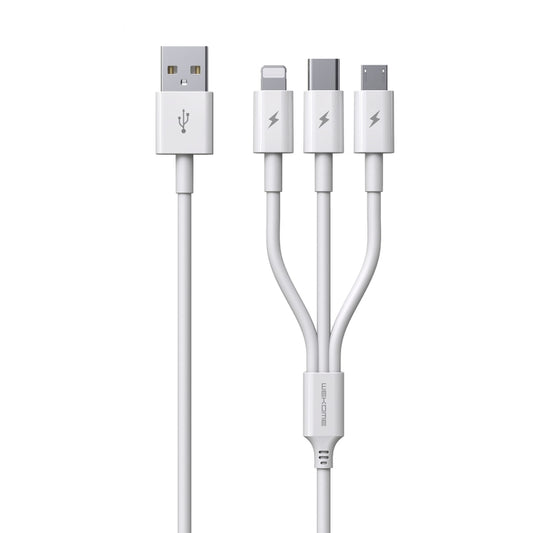 WK WDC-111 5A 3 In 1 8 Pin + Micro + Type-C / USB-C Multi-function Super-fast Charging Cable, Length: 1.3m