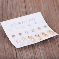 12 Pair Sets Assorted Multiple Stud Earings Jewelry Set With Card For Women And Girls(Silver)