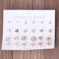12 Pair Sets Assorted Multiple Stud Earings Jewelry Set With Card For Women And Girls(Silver)