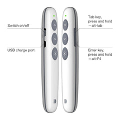 Doosl DSIT007 2.4GHz Rechargeable Powerpoint Presentation Wireless Cliker Remote Control Pen, Control Distance: 10m(White), DSIT007
