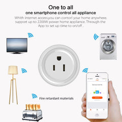 10A Round Shape WiFi Mini Plug APP Remote Control Timing Smart Socket Works with Alexa & Google Home, AC 100-240V, US Plug, 10A US Plug(Round Shape)