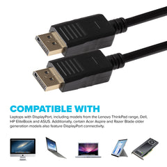 Maplin Premium 4K Ultra HD DisplayPort to DisplayPort Cable - Black