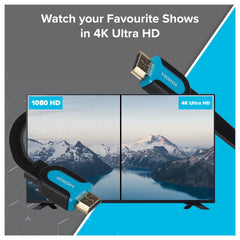 Maplin Flat HDMI to HDMI 4K Ultra HD Cable with Gold Connectors - Black, 3m