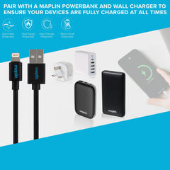 Maplin Lightning to USB-A Cable - Black, 0.5m