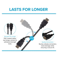 Maplin HDMI-A to Micro HDMI-D 4K Ultra HD 30Hz Cable with Ethernet & Gold Connectors - Black, 3m