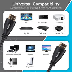 Maplin Thin HDMI to HDMI 4K Ultra HD Cable with Ethernet & Gold Connectors - Black, 3m