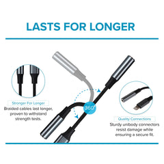 Maplin Lightning to 3.5mm Female Headphone Jack Audio Adapter - Black, 5cm