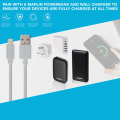 Maplin Lightning Connector to USB-A Charging Cable - White