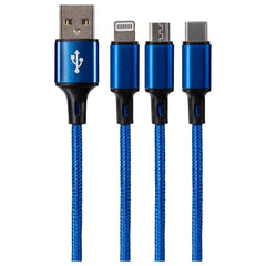 Maplin USB-A to 3-in-1 Multi-Charging USB-C / Lightning / Micro USB Braided Cable - 1.2m