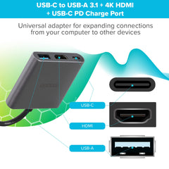 Maplin USB-C Multiport Hub to USB-A 3.1 Gen 1 / HDMI 4K@30Hz / USB-C 87W PD