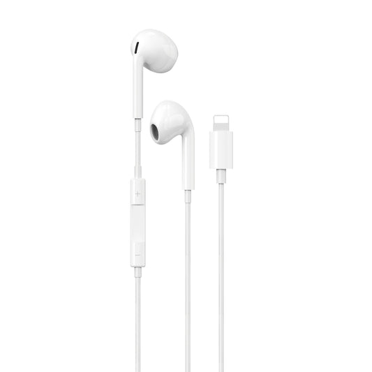 Maplin Hybrid Wired Lightning Earbuds with Hands Free Calling & Volume Button - White